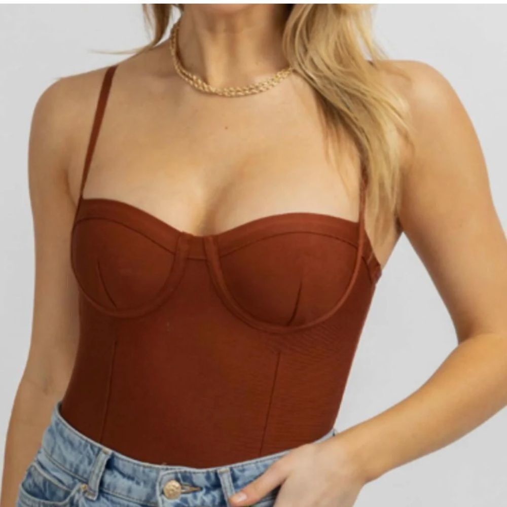 Win-win knit bustier Brown Women's bodysuit size large